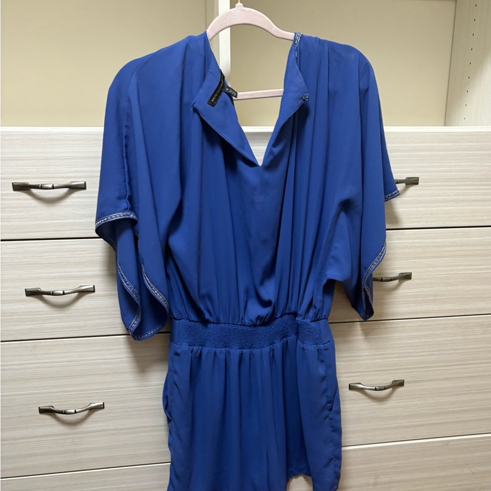 White House Black Market Royal Blue Jumpsuit with Silver Embroidery - Picture 2 of 4